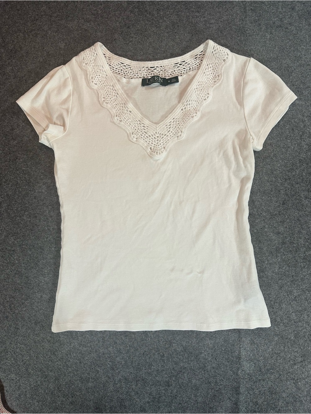 Ralph Lauren white top with embroidered neckline
